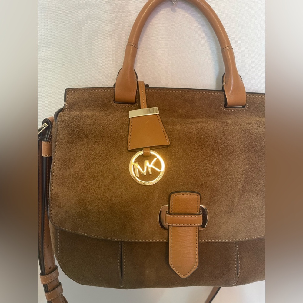 Michael Kors Brown Suede Crossbody Satchel - Picture 4 of 8
